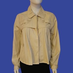 VERTIGO PARIS Ivory Oversized Swing Long Sleeve Transitional Windbreaker Shacket